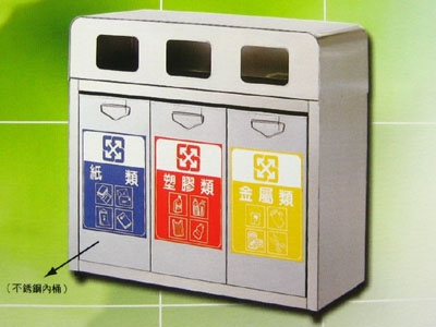 308-A2不銹鋼彩色垃圾箱(3分類)