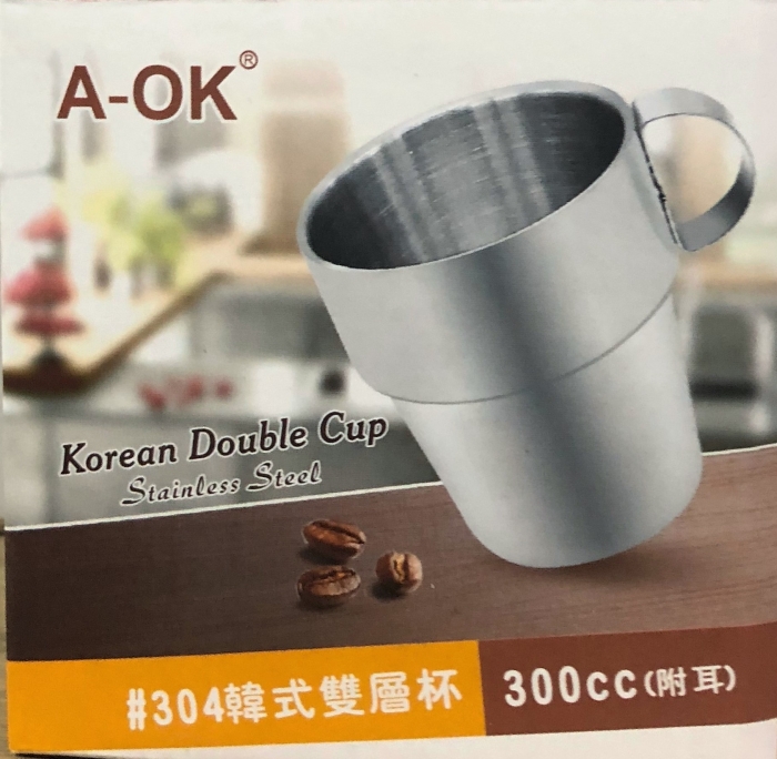 AOK韓式附耳雙層杯300cc