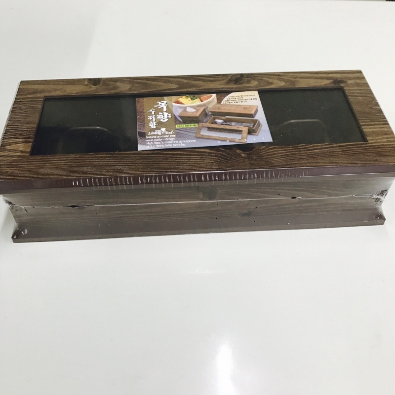 W013木紋餐具盒(深咖啡)